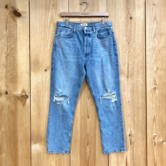 Agolde Riley Crop Distressed Jeans Sz 29 - Picture 2 of 7